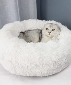 Light gray cat bed for heated cats