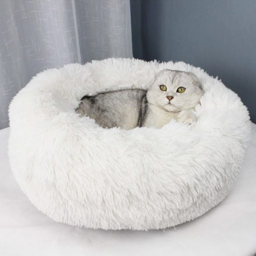 Light gray cat bed for heated cats